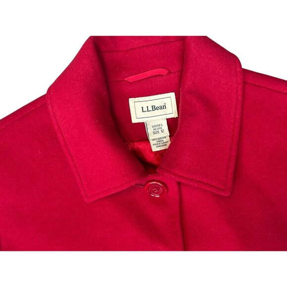 Vintage LL Bean Womens Long Peacoat in Classic Red Size 12 Sloanie Academia - Picture 3 of 5